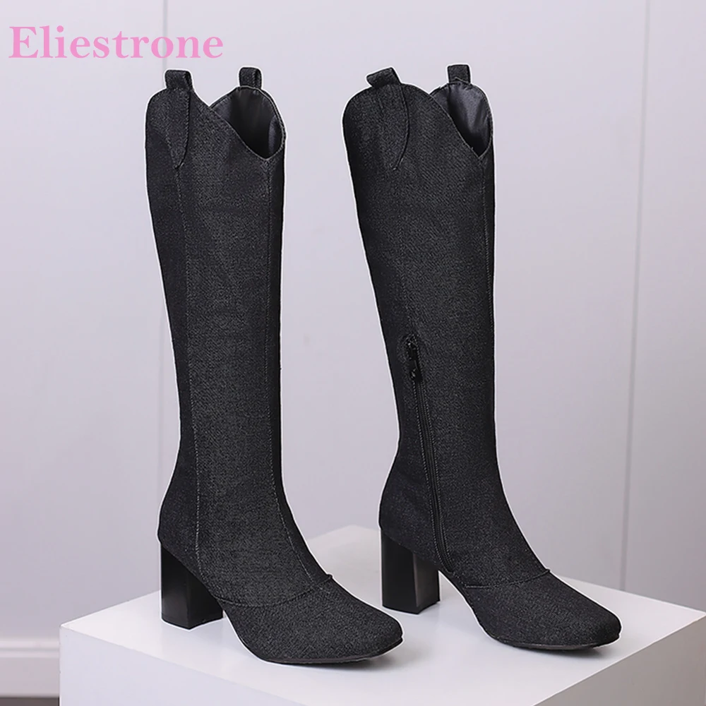Riding Boot Short - New Winter Black Blue Women Knee