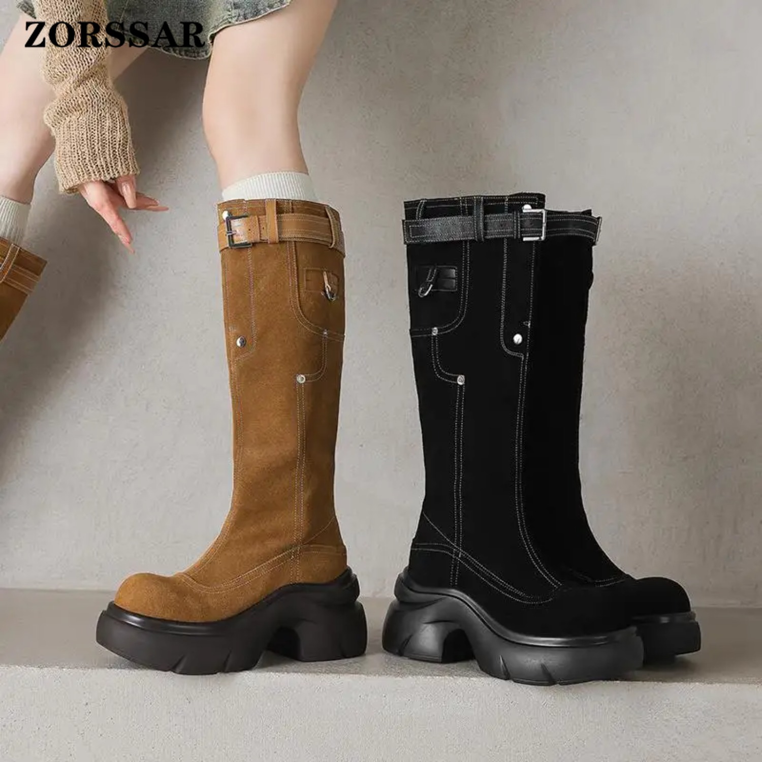 ZORSSAR Cow Suede Nubuck Round - огляд і ціна Riding Boot Short